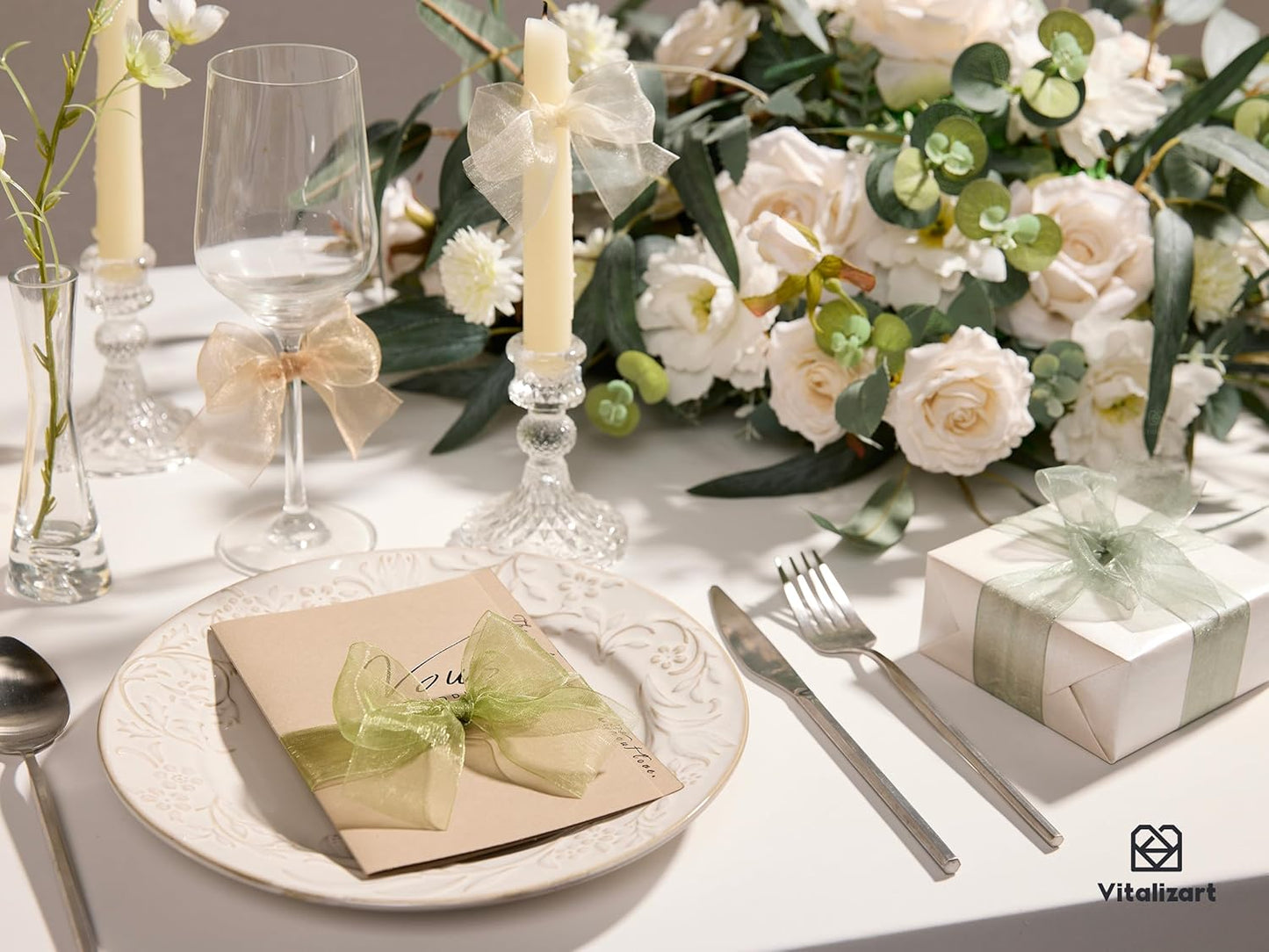 Vitalizart 1.5" x 45 Yards Organza Ribbon Pastel Color 9 Rolls x 5 Yd Sheer Ribbon for Gift Wrapping Crafts Christmas Tree Bows Wedding Invitations Wreaths Party Decor Bouquet DIY Projects