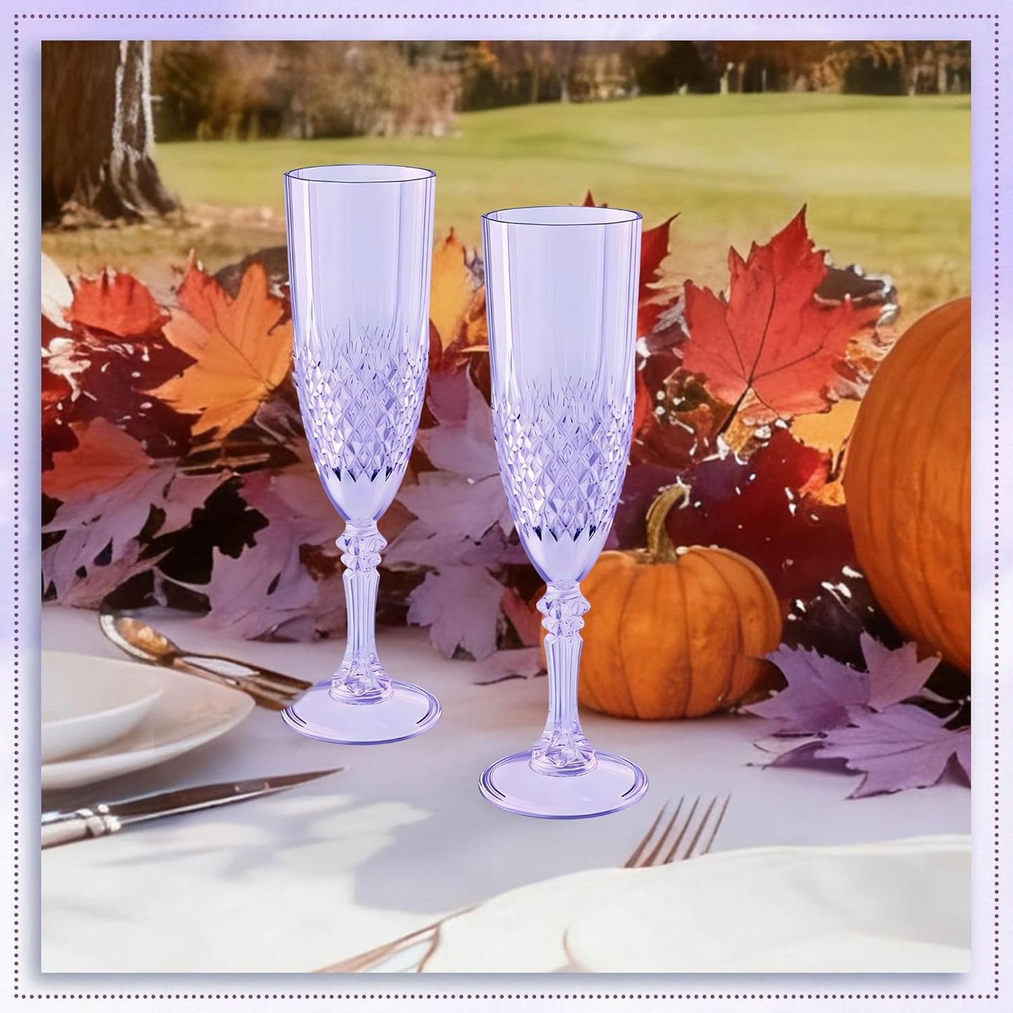 Plastic Champagne Flutes, 48PCS Purple Wine Glasses Goblets Cups Reusable Flute, for Weddings Bachelor Parties Toasting and Events(48, Purple)