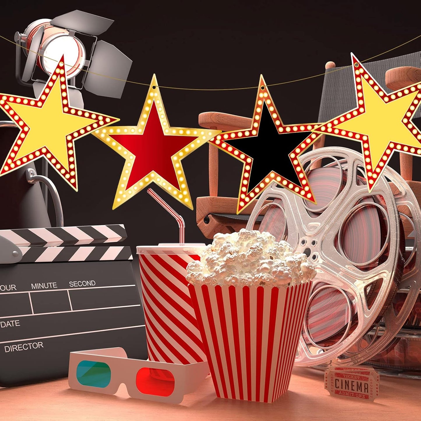 Geosar 90 pcs Movie Star Cardboard Red Carpet Awards Night Cutouts Confetti Cutouts for Bulletin Board Movie Party Decoration Supply Wall (6 Inch)