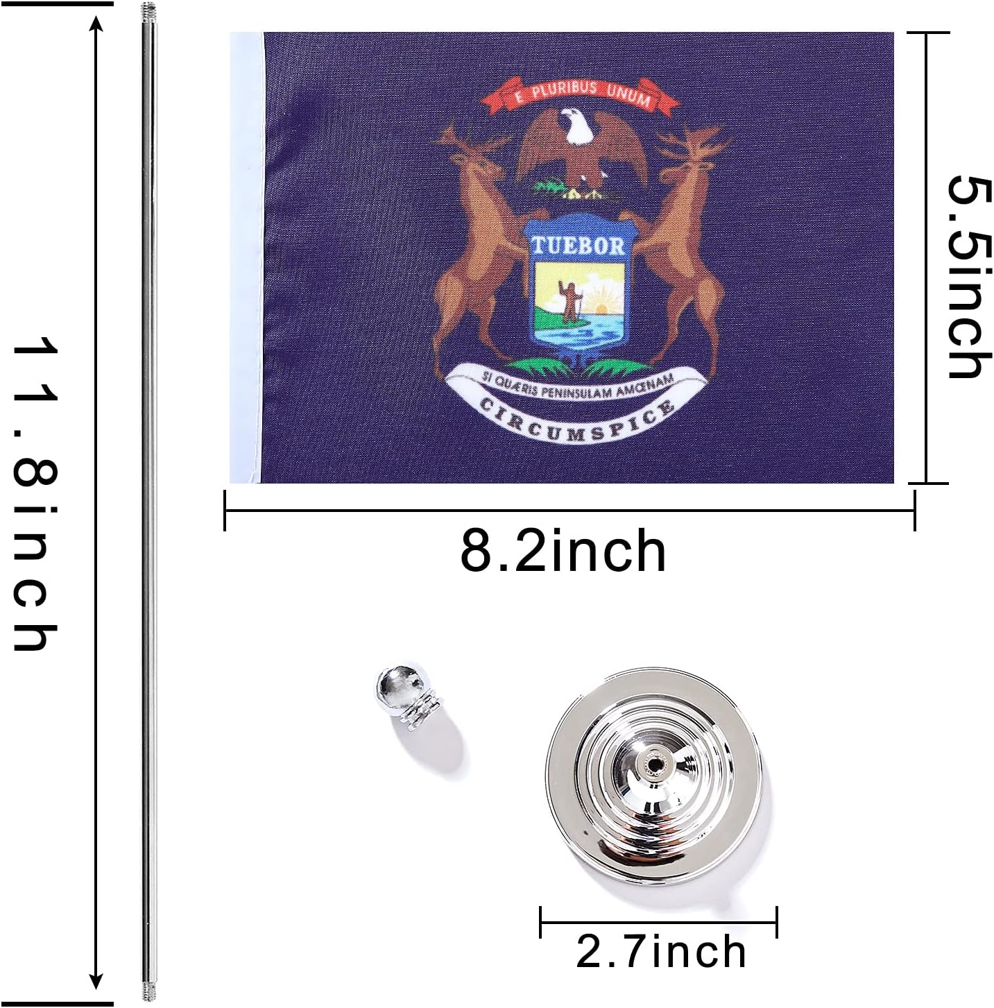 ZXvZYT 2 Pack American US Michigan flag USA Michigan MI State table flag,Small Mini United States Desk Flags With Stand Base,for U.S. States Party Events Celebration Decorations Supplies