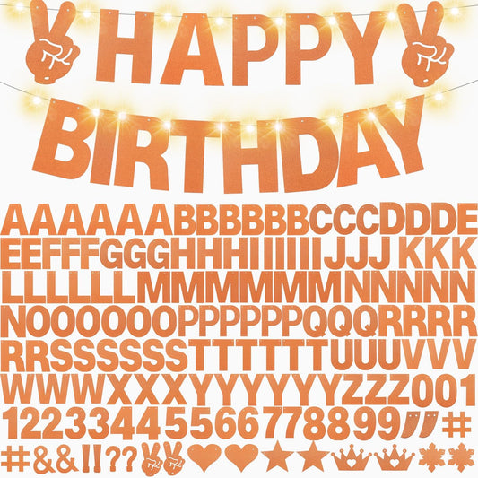 167Pcs DIY Glitter Customizable Banner Kit Custom Banners DIY Happy Birthday Letter Banners Personalized Banner Decor for Easter Day Christmas Baby Shower Birthday Party Decorations(Glitter Orange)