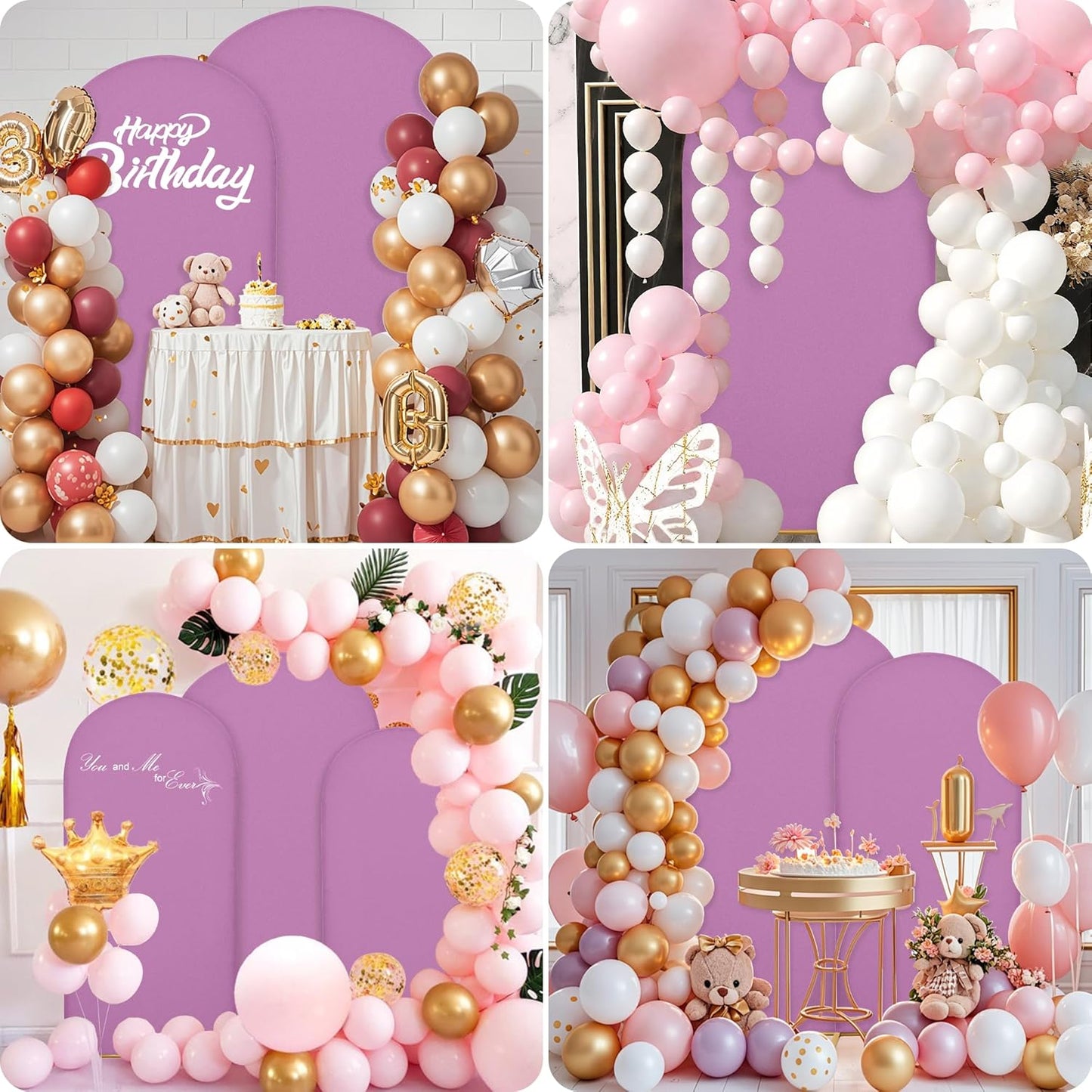 Wedding Arch Covers Arch Backdrop Cover Arch Stand Covers 7.2FT 6FT Set of 2 Arch Cover Spandex Fabric Stretchy Backdrop for Wedding Birthday Party Decoration Baby Shower (Lilac)