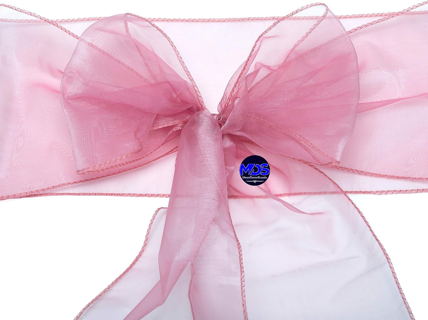 MDS Pack of 75 PCS Organza Chair Sashes Wider Dining Chair Bows Ribbon Tie Back for Wedding Party Birthday Bridal Shower Reception Event Banquet Home Chair Cover Decoration - Dusty Pink