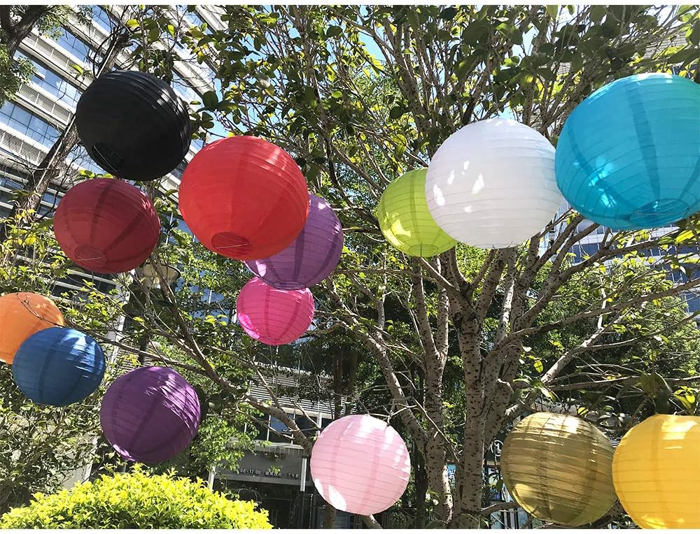 BEISHIDA Pink Round Paper Lanterns Hanging Decorative Chinese Paper Lanterns Lamp for Valentine Birthday Wedding Party Decoration and Baby Bridal Shower（10 Packs）