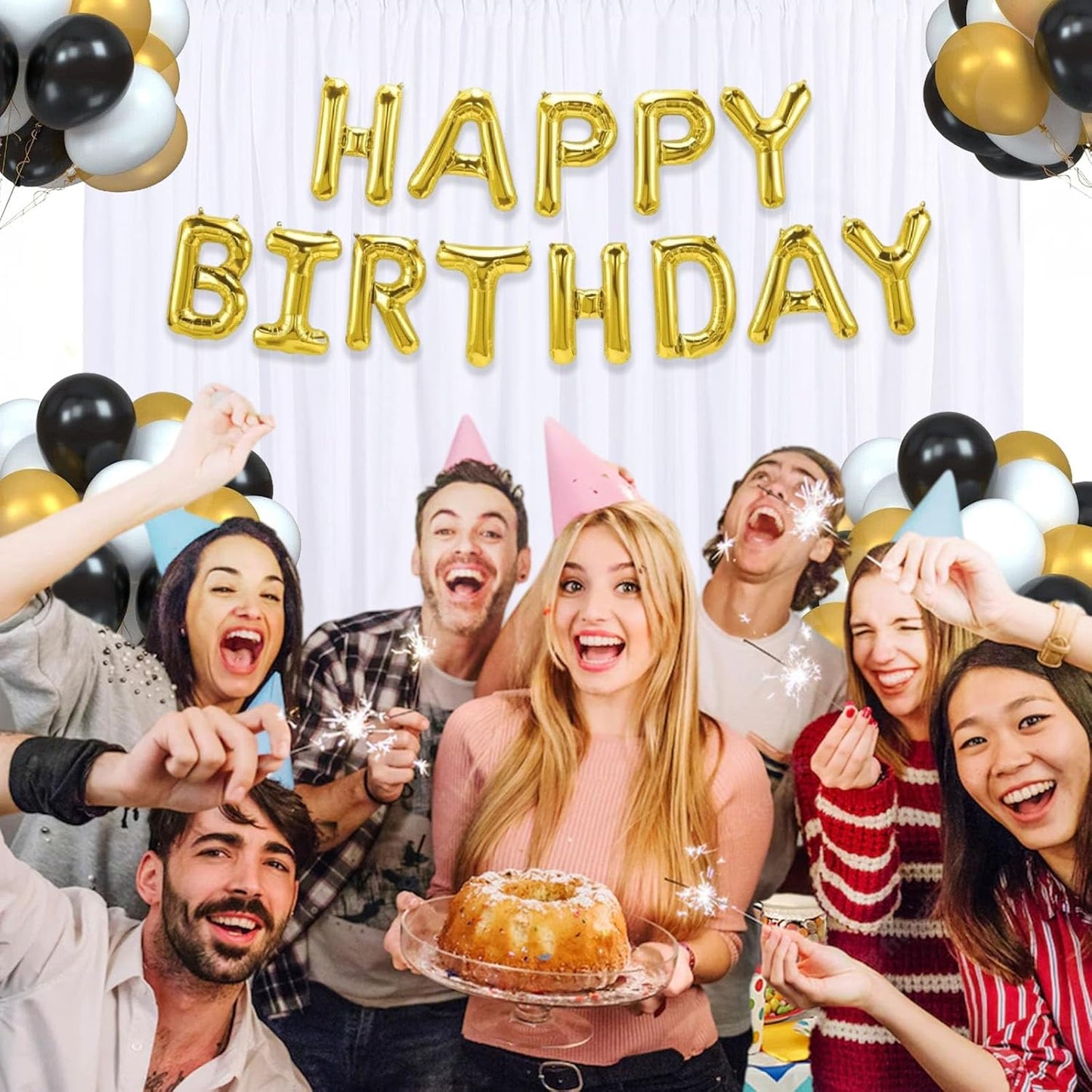 10 x 7 Feet White Backdrop Curtain for Partie, Background Curtains for Photoshoot, Birthday, Wedding, Halloween, Thanksgiving, Christmas, New Year Party Decorations 5Ft x 7Ft, 2 Panels