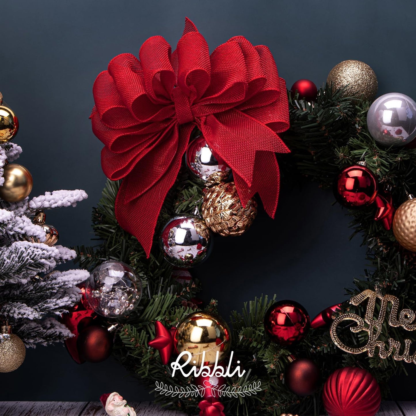 Ribbli Red Burlap Wired Ribbon, 2-1/2” Inch x Continuous 20 Yard, Red Wired Ribbon for Wreaths,Big Bows,Tree Decoration,Outdoor Decoration