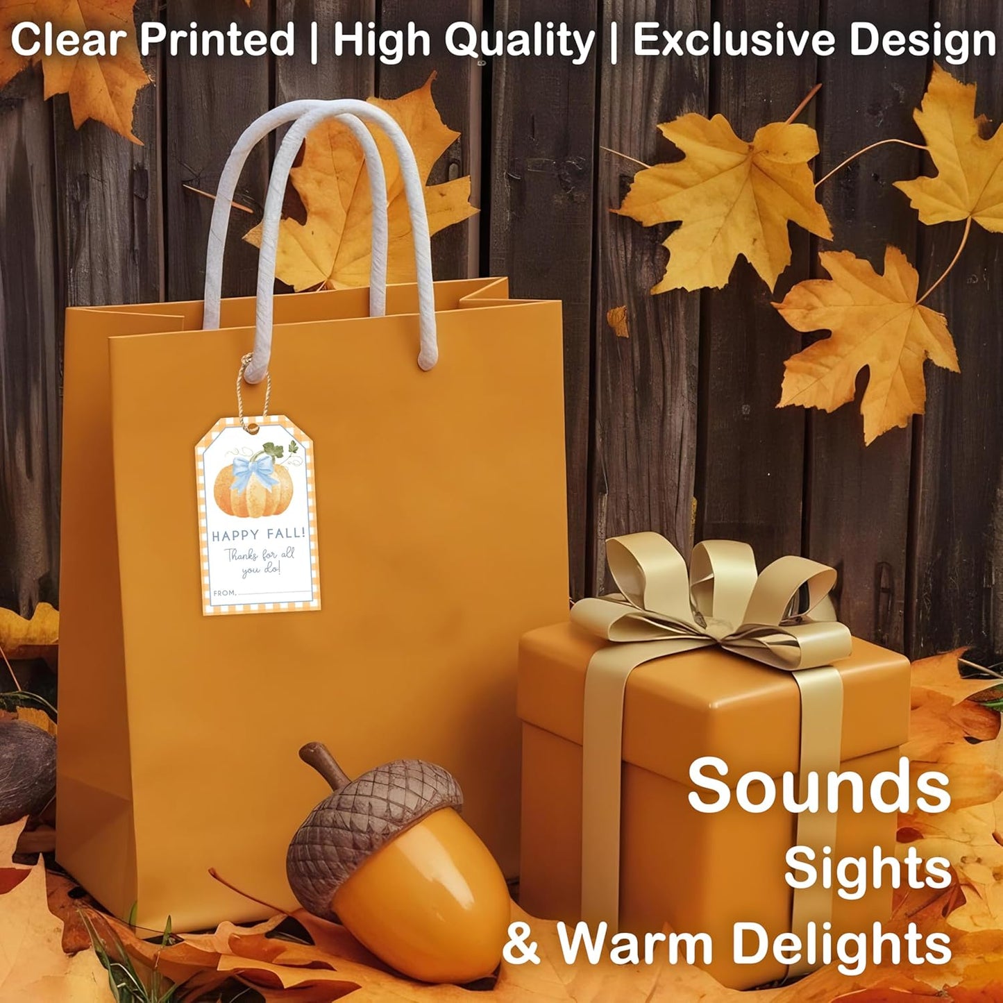 50 Pcs Fall Gift Tags, 2.1"×3.5" Thank You Gift Tags for Party Favors, Pumpkin Happy Fall Thanksgiving Gifts Tags for Party Favor - B10