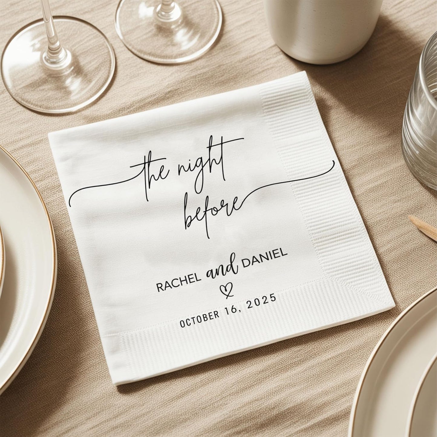 Luxury Personalized Rehearsal Dinner Napkins, Custom Rehearsal Dinner Decor, Bachelorette Napkins, Custom Cocktail Napkin, Beverage Luncheon Cocktail Napkin For Reception, Bridal Shower