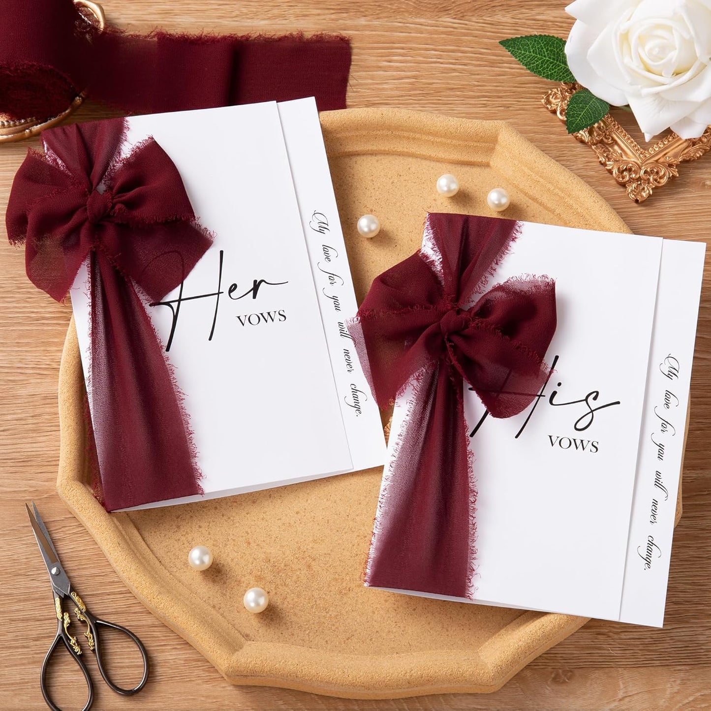 DORIS HOME Burgundy Chiffon Ribbon for Flower Bouquet, 2" x21Yd Fabric Ribbon for Gift Wrapping, Handmade Frayed Ribbon for Wedding, Chiffon Silk Ribbon for Christmas Decorations