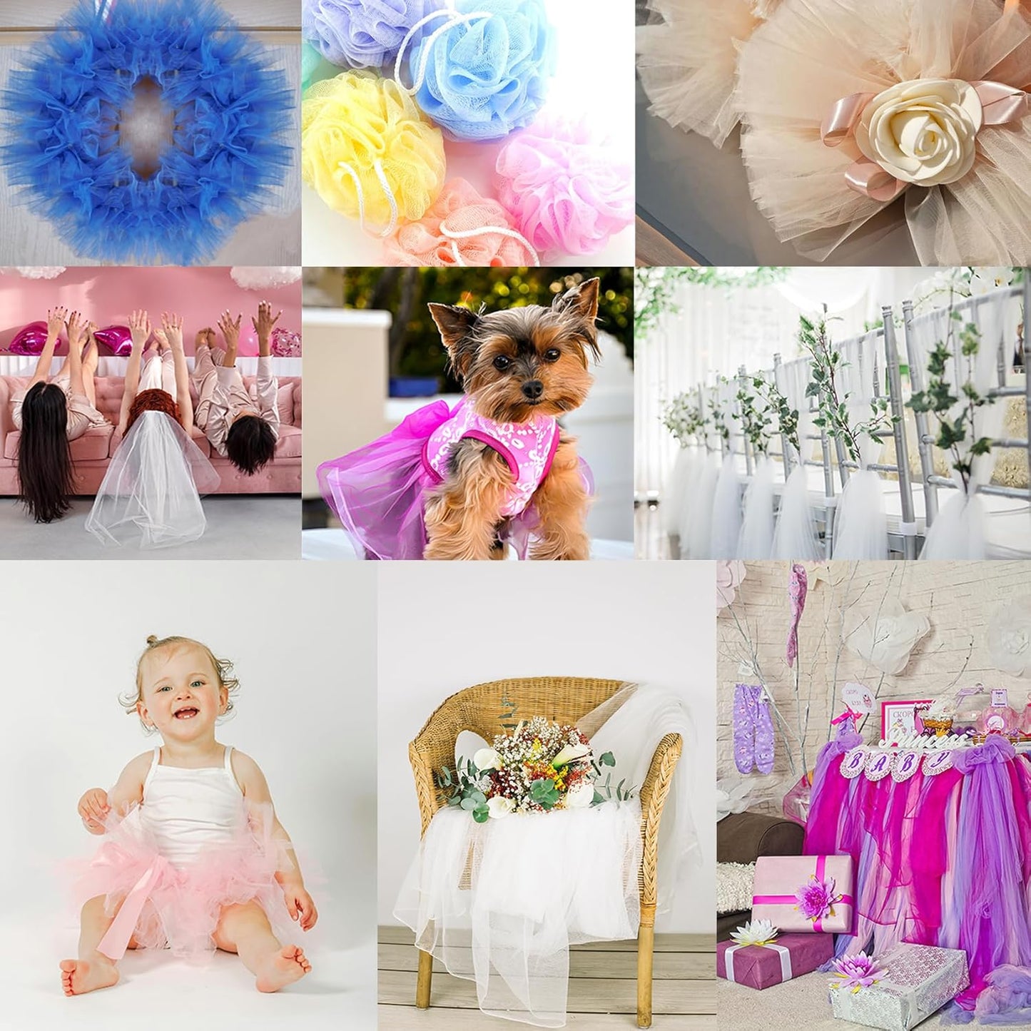 Baby Blue Tulle Fabric Roll 6”by 100 Yards (300 ft) Soft Tulle Spool for DIY Crafting Favor Supplies, Tutus, Wedding, Party Decorations, Gift Wrapping