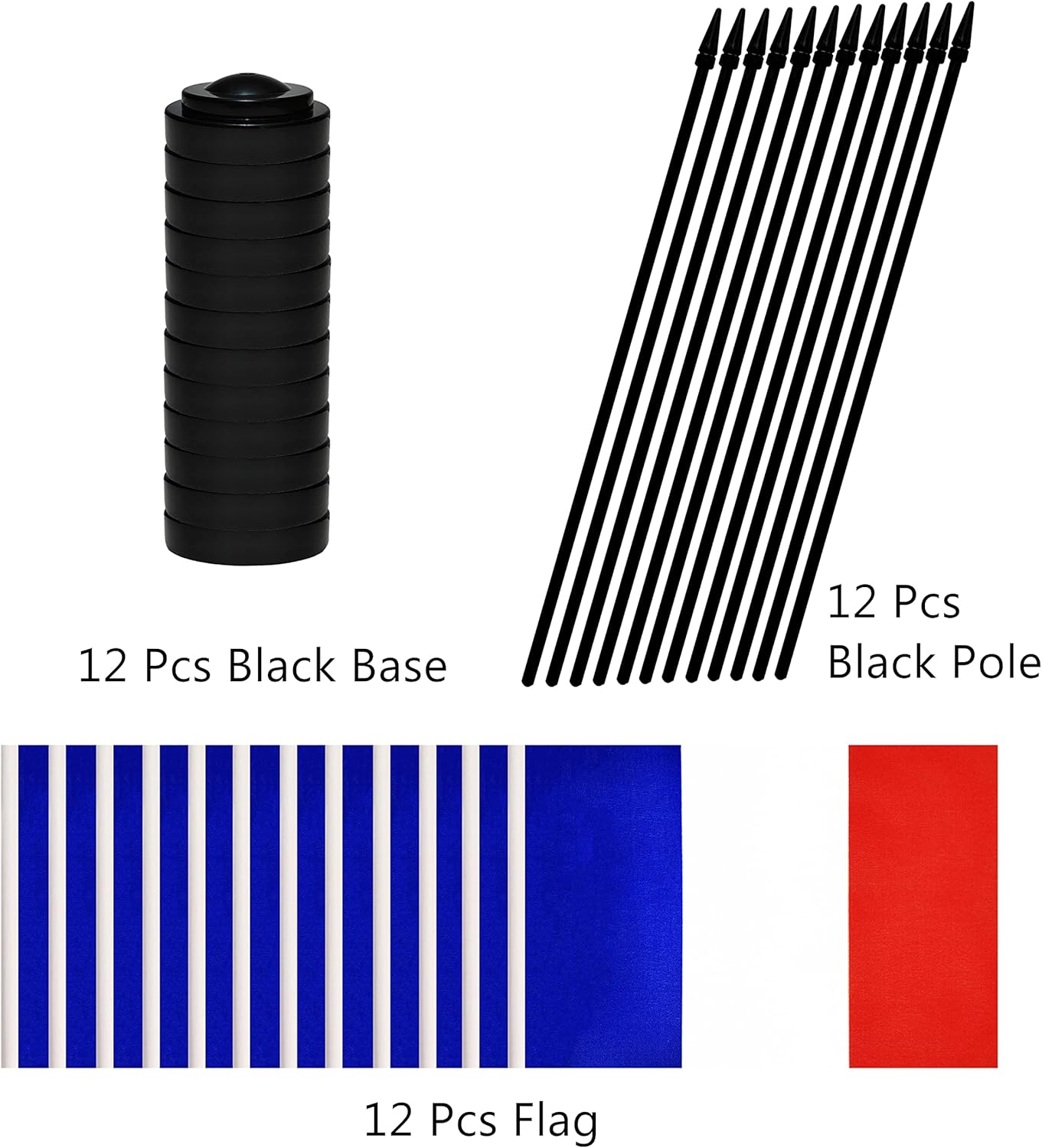 12 Pack France Desk Flags Set, French Small Mini Table Office Flags With 12" Solid Black Pole, Black Base and Spear Top, Miniature Desktop Flag, Home Decoration, Office Decoration, Festival