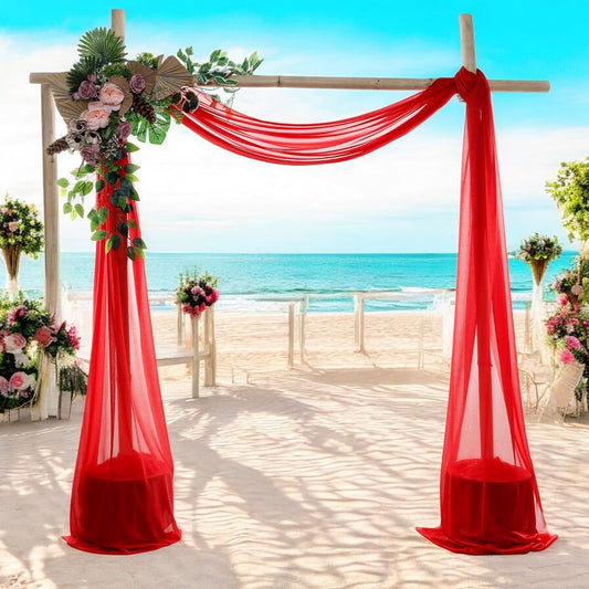 MDS Halloween Chiffon Draping Fabric - 2 Panel, 30" Wide x 75ft Long - Sheer Spooky Arbor & Canopy Drapery for Haunted House Backdrops, Party Ceilings, DIY Costumes & Themed Events - Red
