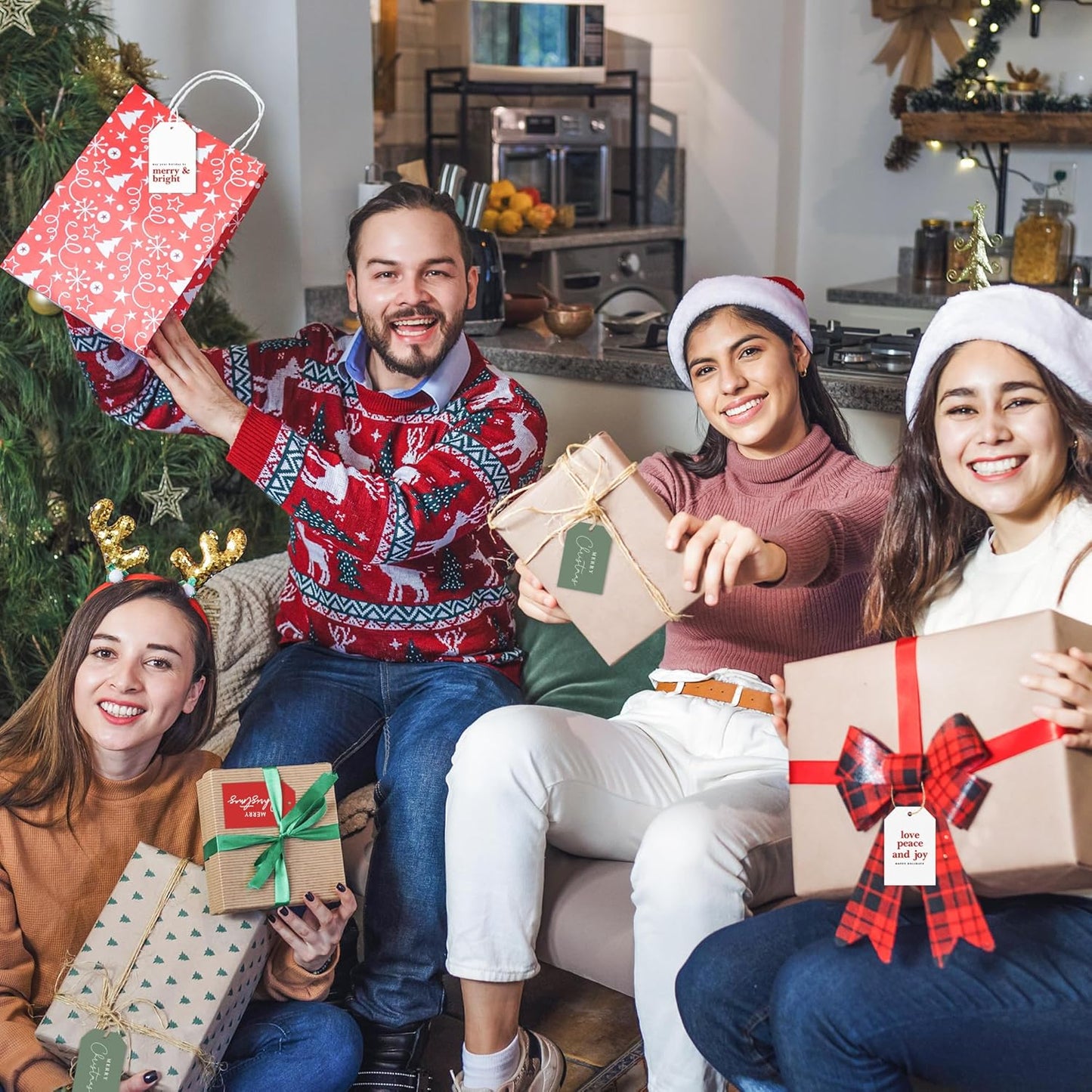 Elegant Christmas Gift Tags with String, 48 Premium Holiday Labels to Personalize Your Presents & Gift Bags, Christmas Tags for Xmas