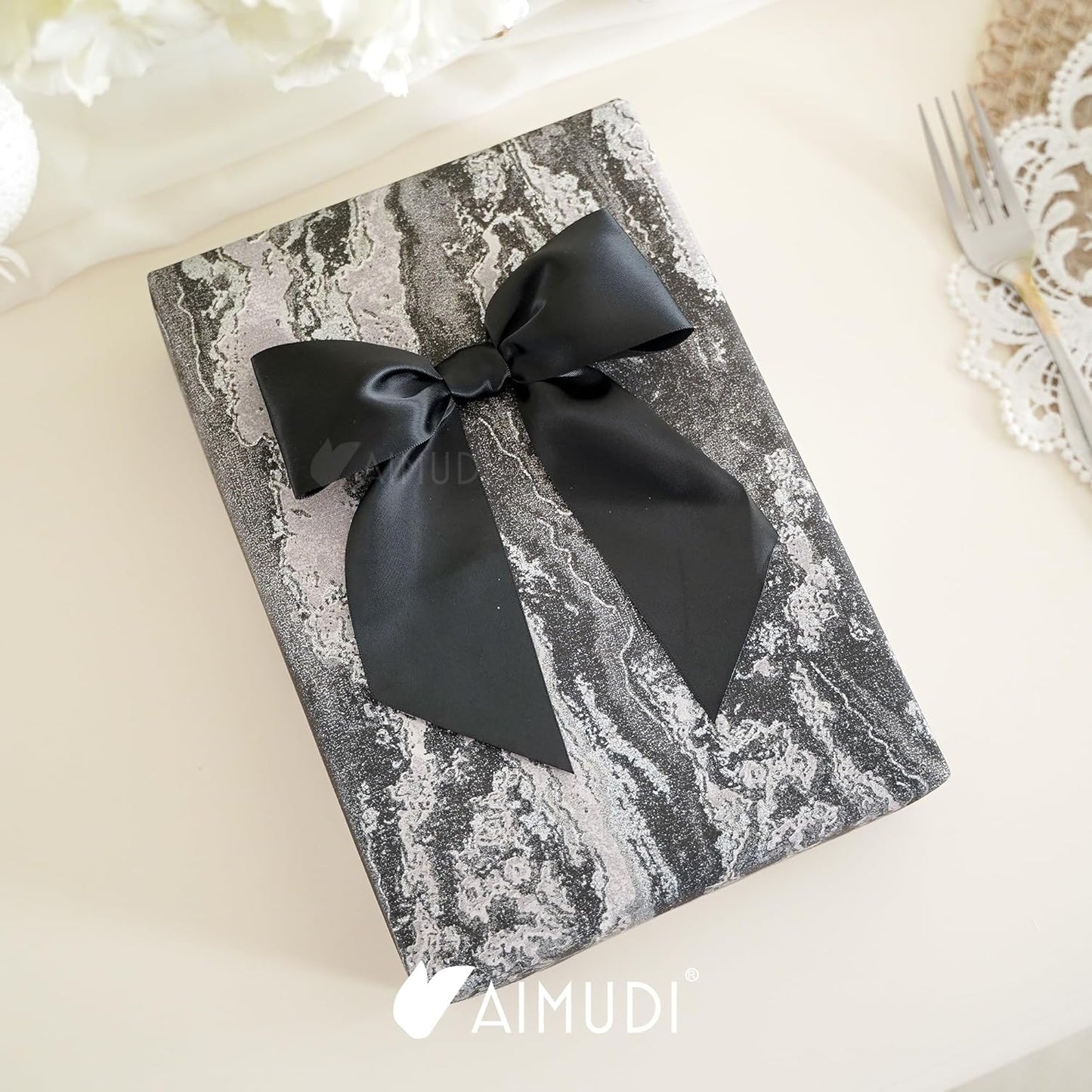 AIMUDI Black Satin Bows 5.5" Bows for Gift Wrapping Satin Twist Tie Bow Premade Ribbon Bow for Treat Bags Invitations Baskets Wreaths Crafts Wedding Birthday Party Baby Shower Decorations, 24 PCs