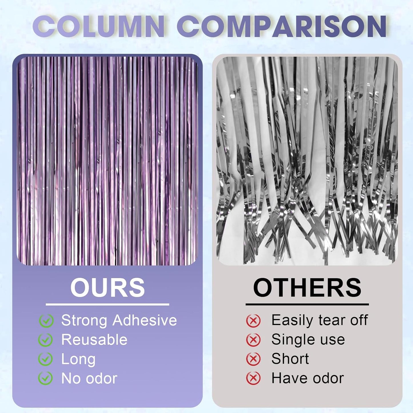 3 Pack 3.3 x 6.6 ft Lavender Foil Fringe Backdrop Curtains, Tinsel Streamers Party Decorations, Fringe Backdrop for Birthday, Baby Shower, Gender Reveal, Graduation