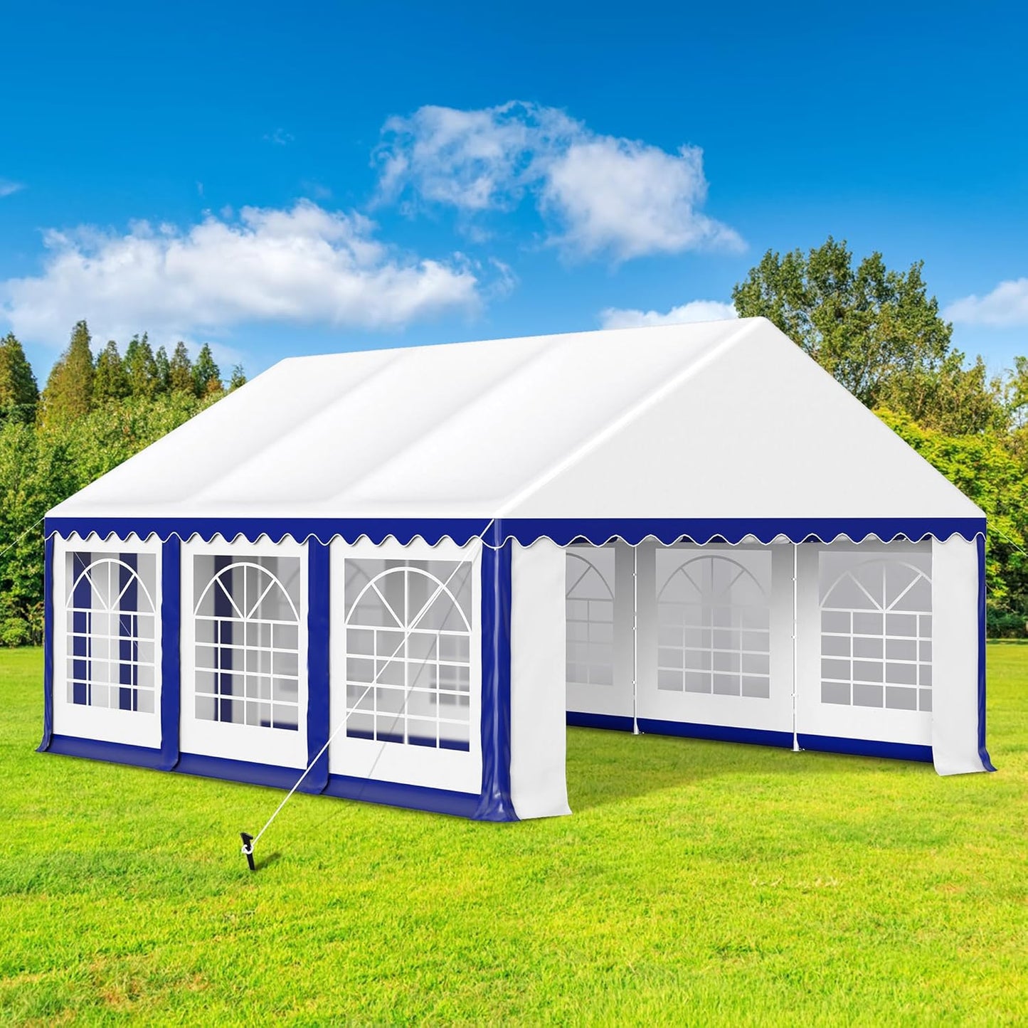 HERA'S PALACE 16'x 20' Outdoor Tents for Parties Large Canopy Tent with 8 Removable Sidewalls Heavy Duty Party Tent for Graduation Wedding and Birthday (Blue)