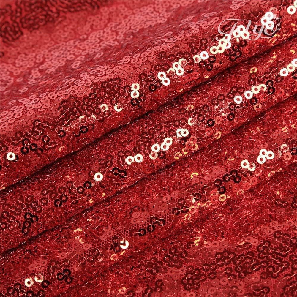 Red Sequin Backdrop Curtain 4FTX8FT 2 Panels Sparkly Backdrop Drapes Glitter Fabric Backdrop for Birthday Wall Decoration