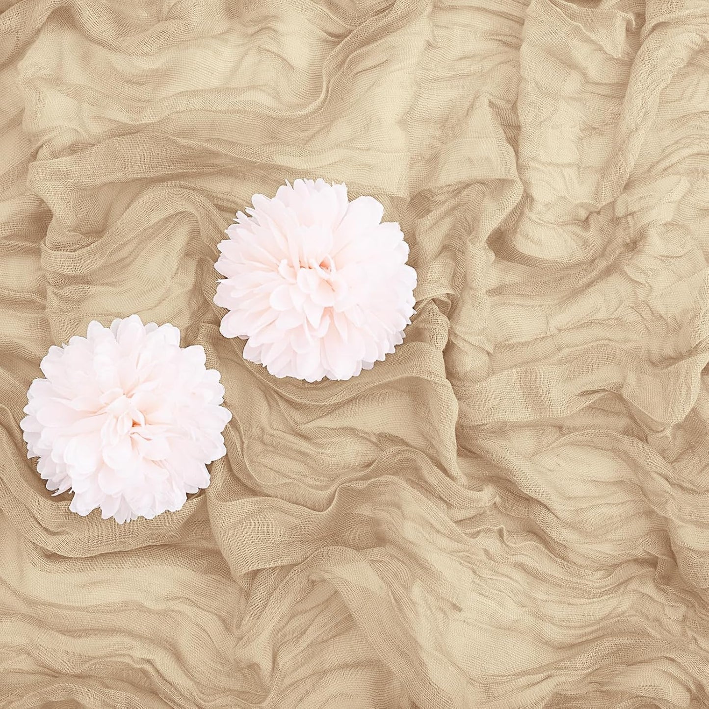 Aktor 4 Pack Beige Table Runner Boho Cheesecloth Table Runner Semi Sheer Gauze Fabric Runners for Wedding Birthday Baby Shower Party Boho Table Decoration（Beige）