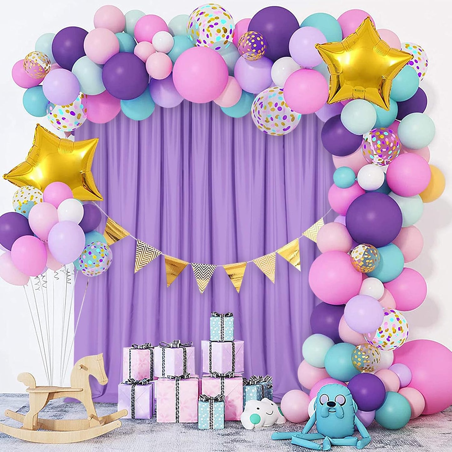 DWCN 10x8 FT Lavender Backdrop Curtains for Parties, Photography Backdrop Drapes with Rod Pockets for Wedding Decorations Stage Birthday Family Gatherings, 2 Panels 5ft x 8ft