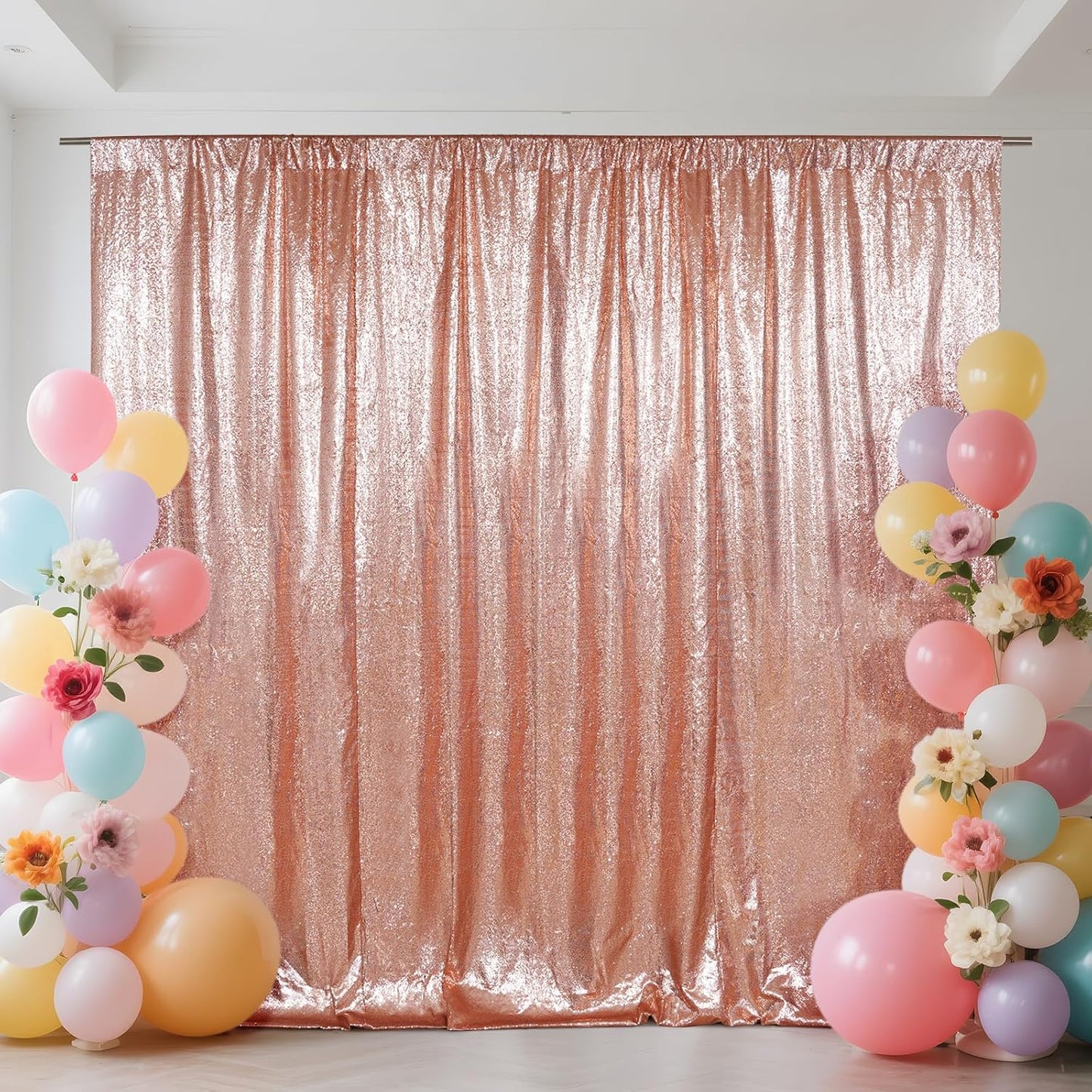 SquarePie Sequin Backdrop Curtain Not See Through Thick Background for Party 4FT x 8FT Rose Gold