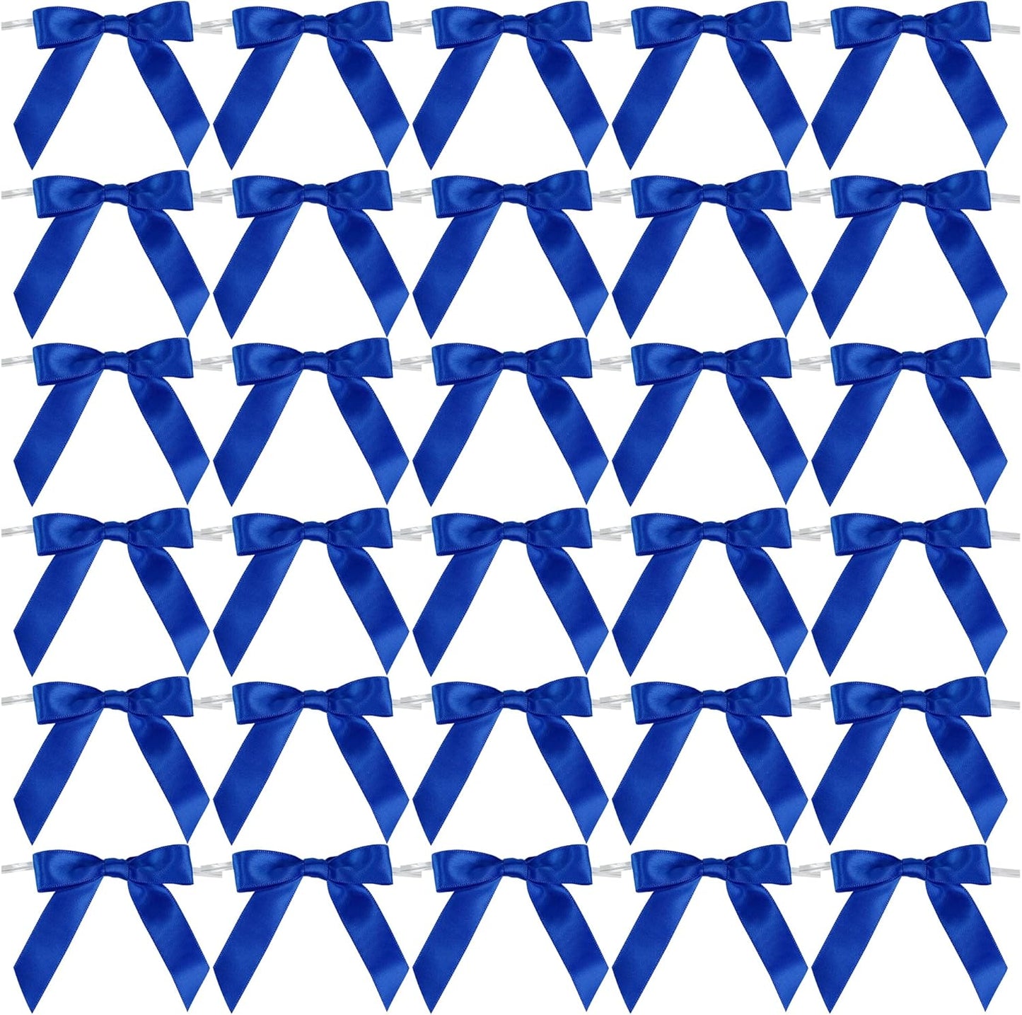 AIMUDI Royal Blue Bows 2.5" Satin Bows for Gift Wrapping Tiwst Tie Bows for Treat Bags Candy Cake Pop Baskets Invitations Wedding Baby Shower Independence Day Decorations - 50 Counts
