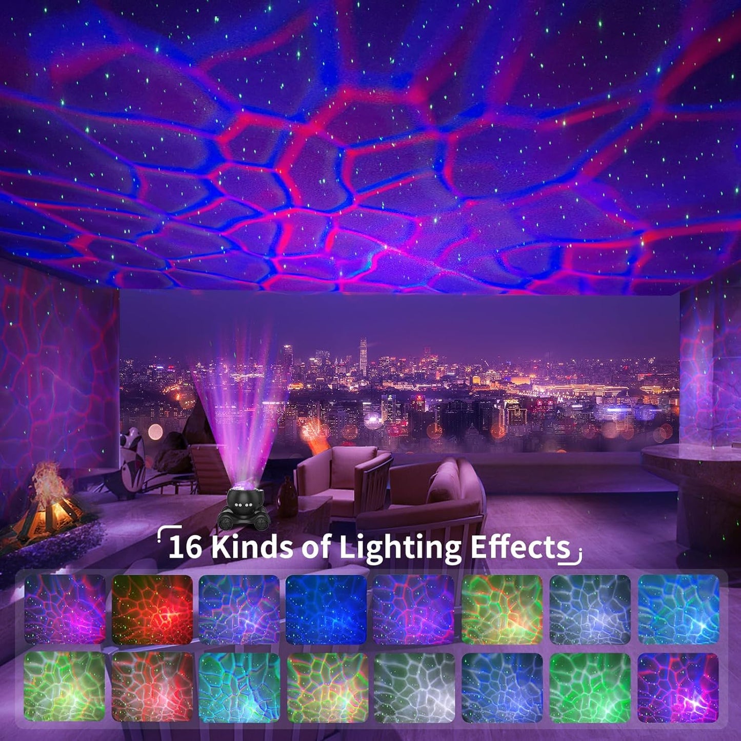 ENOKIK Star Projector, Galaxy Projector Built-in Bluetooth Speaker and 8 White Noise, Night Light for Kids Adults, Aurora Nebula Lamp for Home Decor/Relaxation/Party/Music/Gift (Black)