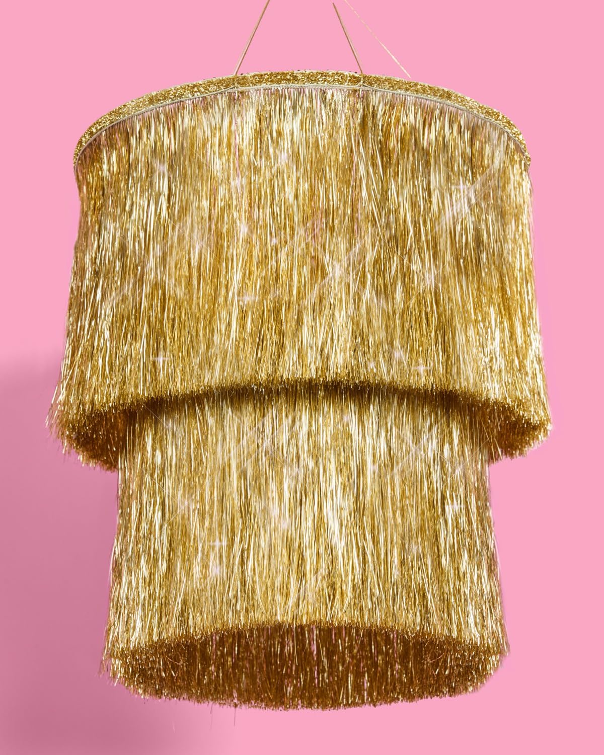 xo, Fetti Gold Fringe Tinsel Chandelier | 16" | Bachelorette Party Decorations, Birthday Photo Booth Supplies, New Years Eve Decor, HBD