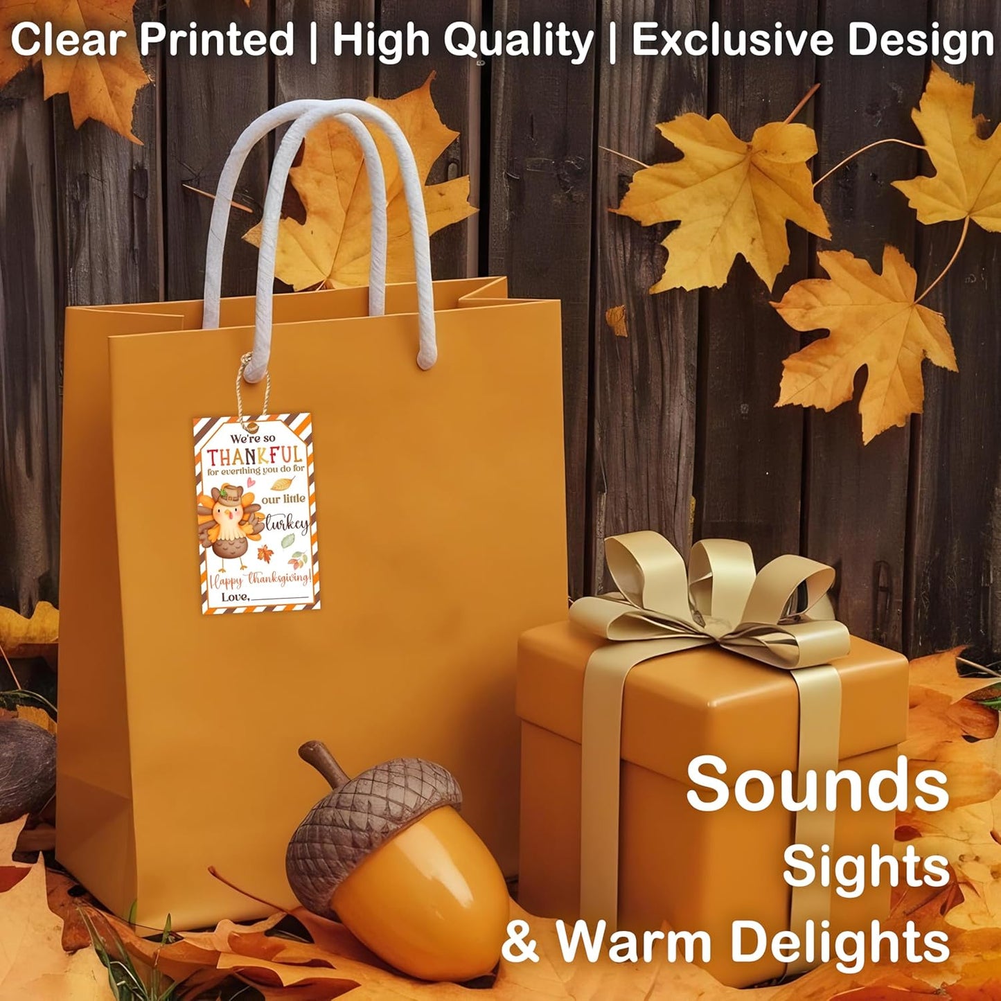 50 PCS Fall Gift Tags Thanksgiving Gift Tags with String, 2.1" x 3.5" Thanksgiving Design Present Label for Present Bags, Fall Party Favor Decorations, 4 Styles - A01