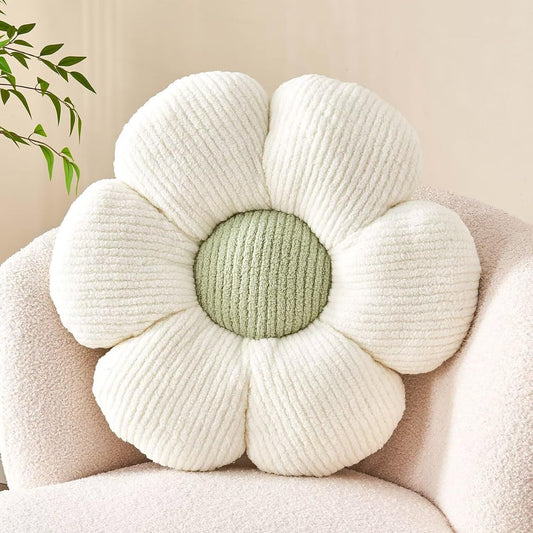 Flower Throw Pillow, Soft White 14.9" Shaped Floor Pillow for Home Decor, Cute Aesthetic Plush Decorative Pillows for Bed, Sofa, Couch