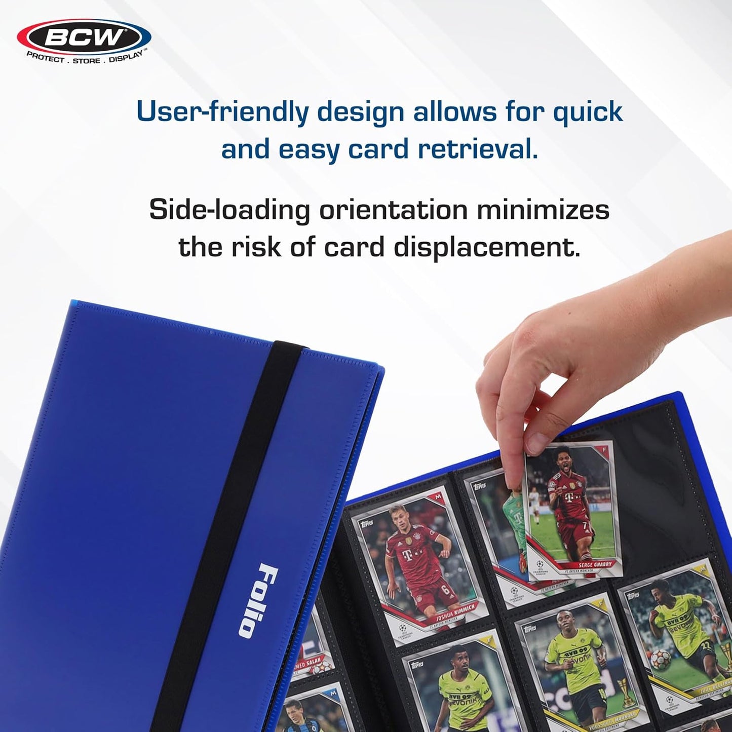 BCW Basics Folio 9-Pocket Card Album - Blue | Archival Safe, Side-Loading Binder | Premium Storage Solution for Trading Cards, Sports Cards, and More | 360-Card Capacity