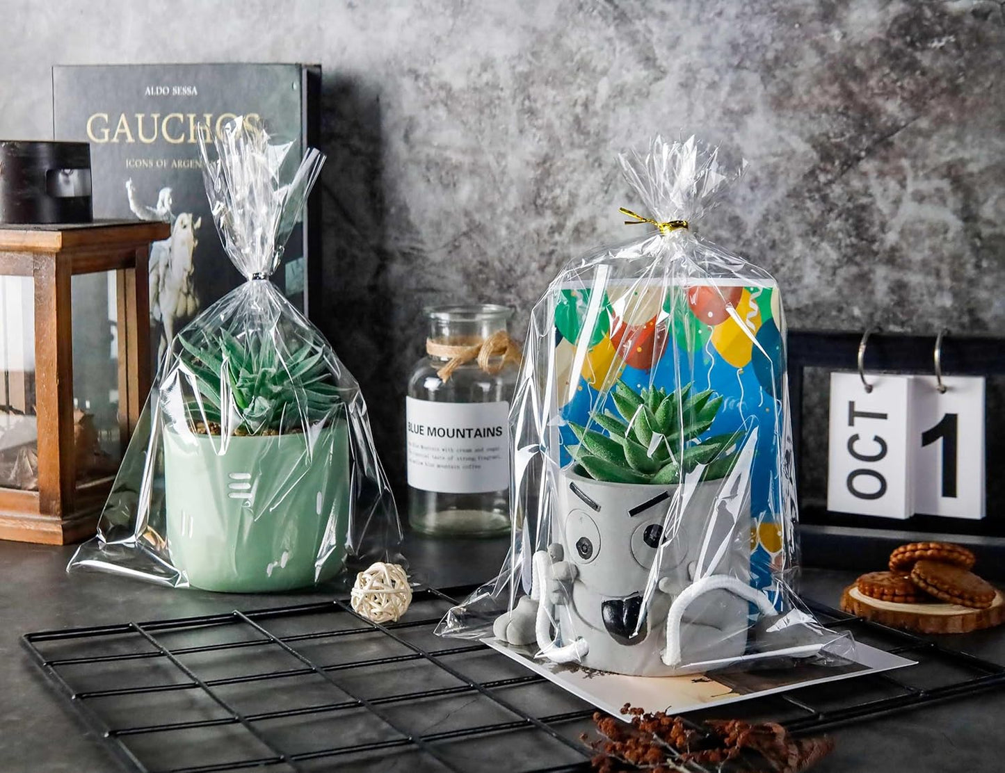 LOKIQNG Cellophane Bags Plastic Gift Bag Clear Cookie Treat Bags with Twist Ties for Party Favor Bag(200 Pack, 8x11inch)