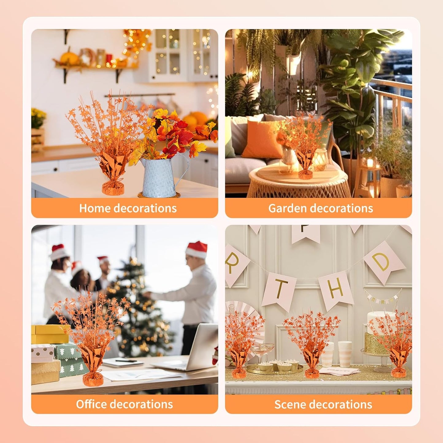 6 Pack Star Table Centerpieces for Party, Birthday Table Decorations for Kids Adults, Party Centerpieces for Tables for Wedding Baby Shower Graduation Holiday Event (Orange)