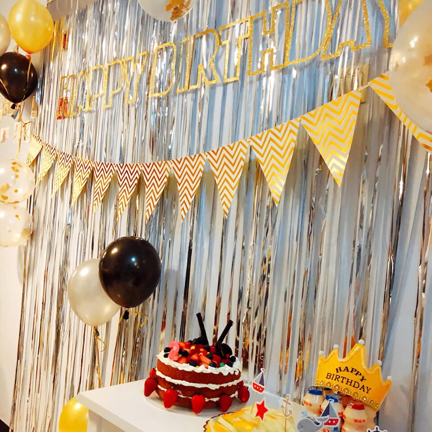 2 Pcs Silver Metallic Tinsel Foil Fringe Curtains Backdrop, 3.28 ft x 6.56 ft Streamers for Birthday Wedding Engagement Bachelorette Party Photo Booth Bridal Shower Baby Shower Decorations Supplies