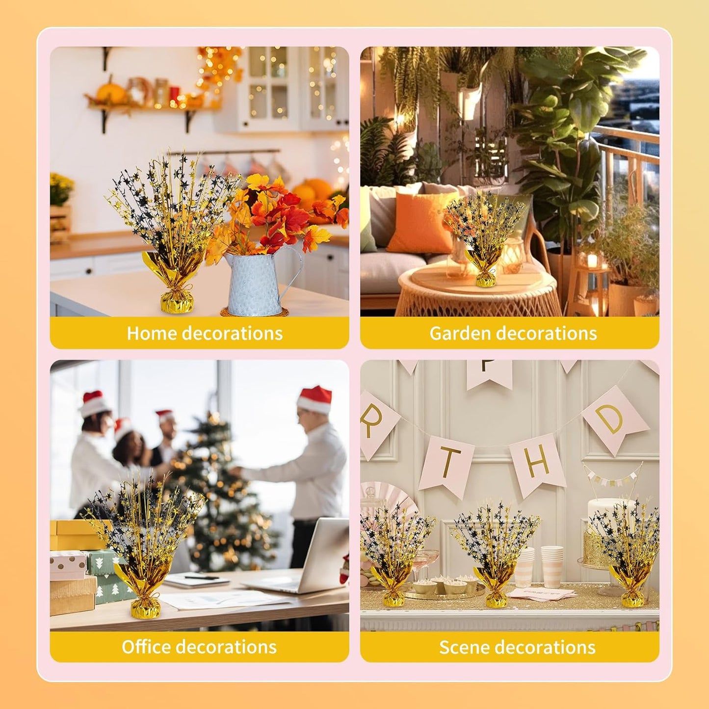 6 Pack Star Table Centerpieces for Party, Birthday Table Decorations for Kids Adults, Party Centerpieces for Tables for Wedding Baby Shower Graduation Holiday Event (Black Gold)