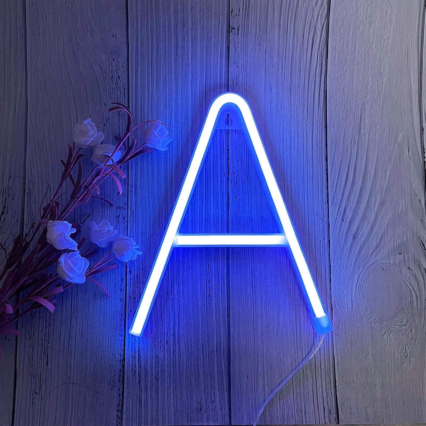 ENUOLI Blue Neon Letter Sign - Battery/USB Powered LED Alphabet Neon Art Lights for Wedding, Birthday, Christmas, Home Bar Decoration (A)