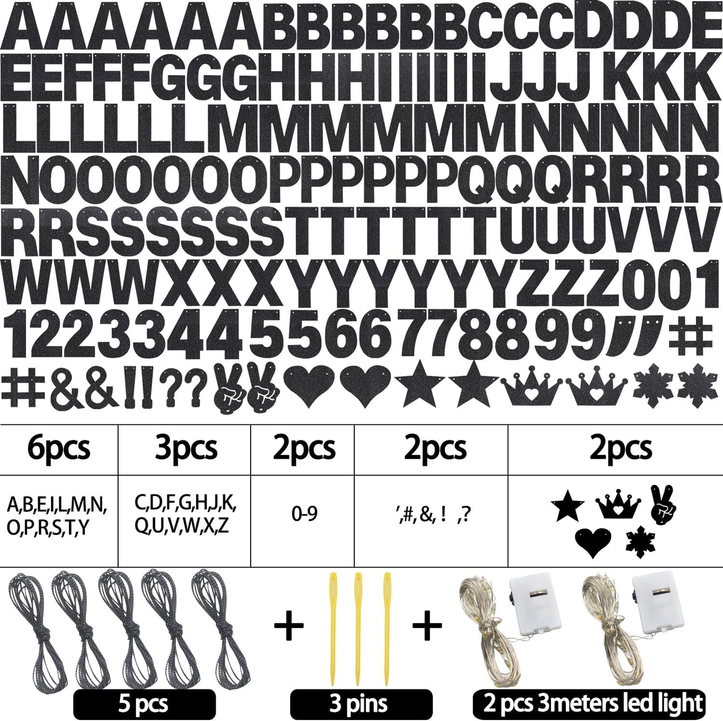 167Pcs DIY Glitter Customizable Banner Kit Happy Birthday Custom Letters Banner 30th Birthday Decorations Anniversary Personalized Banners Decor Death to My 20s Party Supplies (Glitter Black)