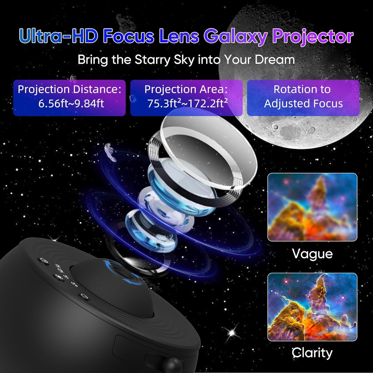 Galaxy Projector for Bedroom,13 in 1 Star Projector with Timer and 3 Button Control 360° Rotating Planetarium Ceiling Night Light Projector for Kids,Adult,Gifts,Ceiling,Bedroom Room Decor