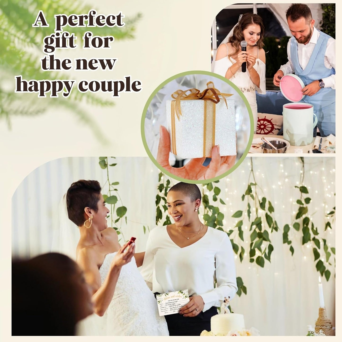 Advice and Wishes for The Mr and Mrs - 50 Wedding Advice Cards for Bridal Shower Decorations, Bridal Shower Advice Cards for Bride and Groom, Bridal Shower Games Advice and Well Wishes Cards