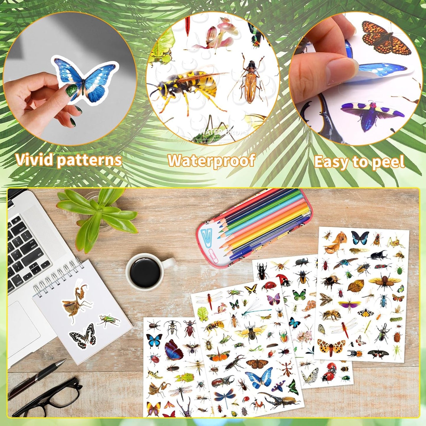 Insect Animals Stickers 840 Count Insect Bug Butterfly Animal Stickers Party Favors Gifts Sticky Decor for Scrapbook Calendar Planner Gift Wrap Decor
