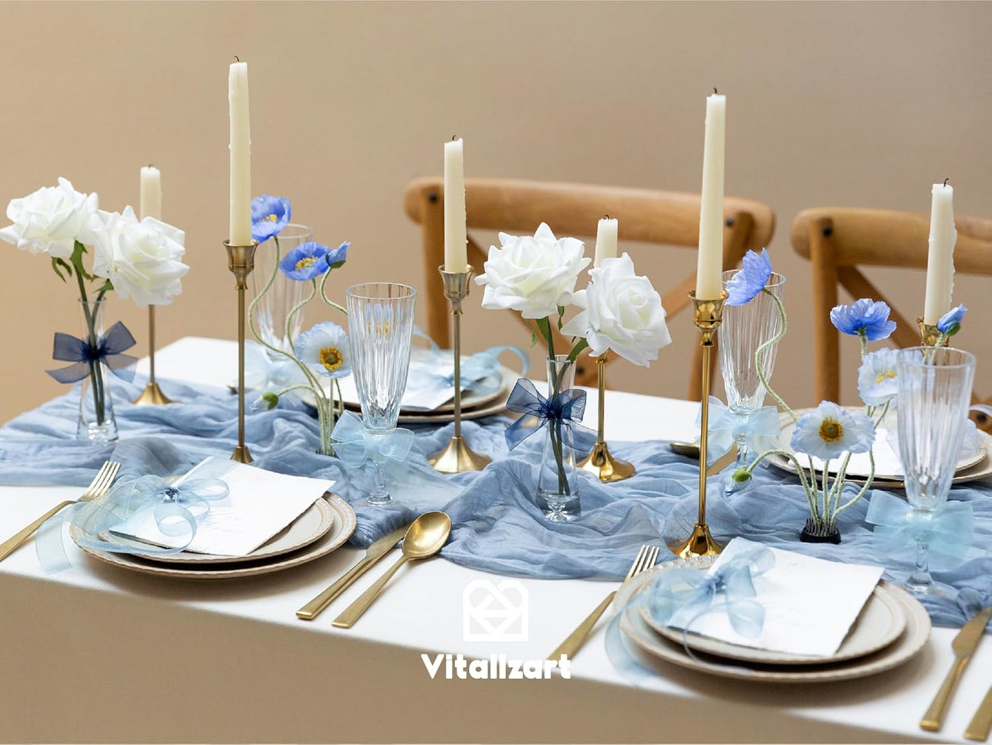 Vitalizart Dusty Blue Ribbon Organza Sheer Ribbon 1 inch x 30Yd Handmade Fabric Ribbons for Gift Wrapping Christmas Tree Crafts Bows Wedding Invitations Wreaths Wrap