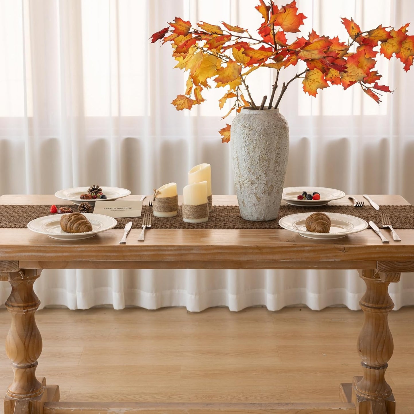 Boho Brown Table Runner for Home Decor 12x90 Inches Farmhouse Macrame Burlap Jute Rustic Dining Kitchen Centerpiece Bohemian Decor French Country Baby Bridal Shower Decorations