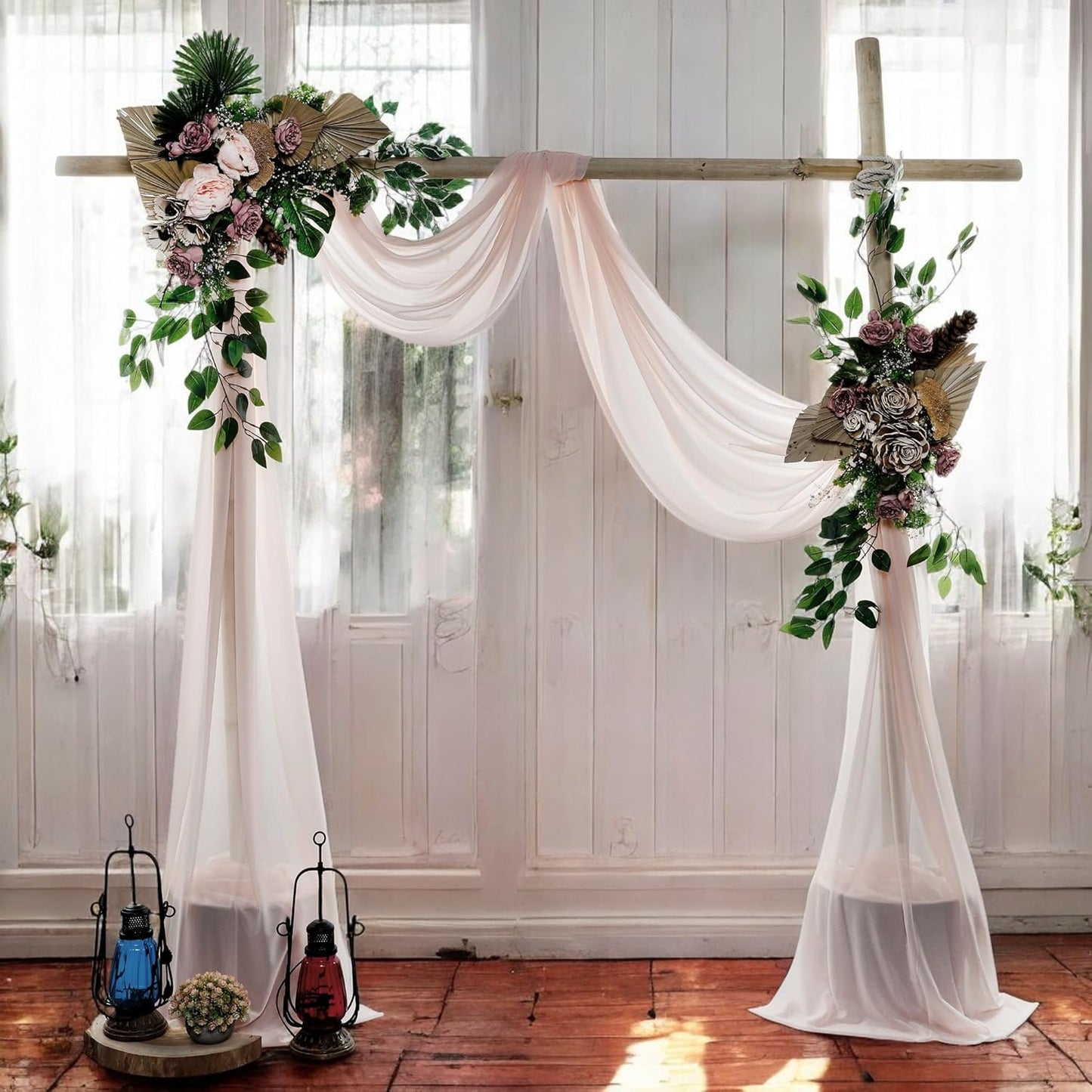 MDS Halloween Chiffon Draping Fabric - 2 Panel, 30" Wide x 30ft Long - Sheer Spooky Arbor & Canopy Drapery for Haunted House Backdrops, Party Ceilings, DIY Costumes & Themed Events - Nude