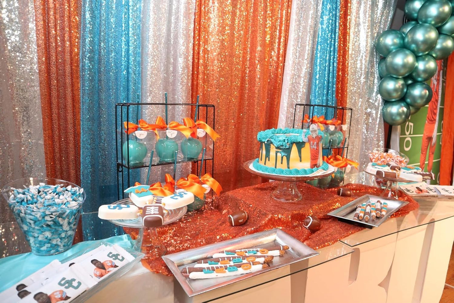 Orange Sequin Backdrop Curtains 2 Panels 2FTx8FT Glitter Orange Photo Backdrop Party Wedding Baby Shower Curtain Sparkle Photography Background