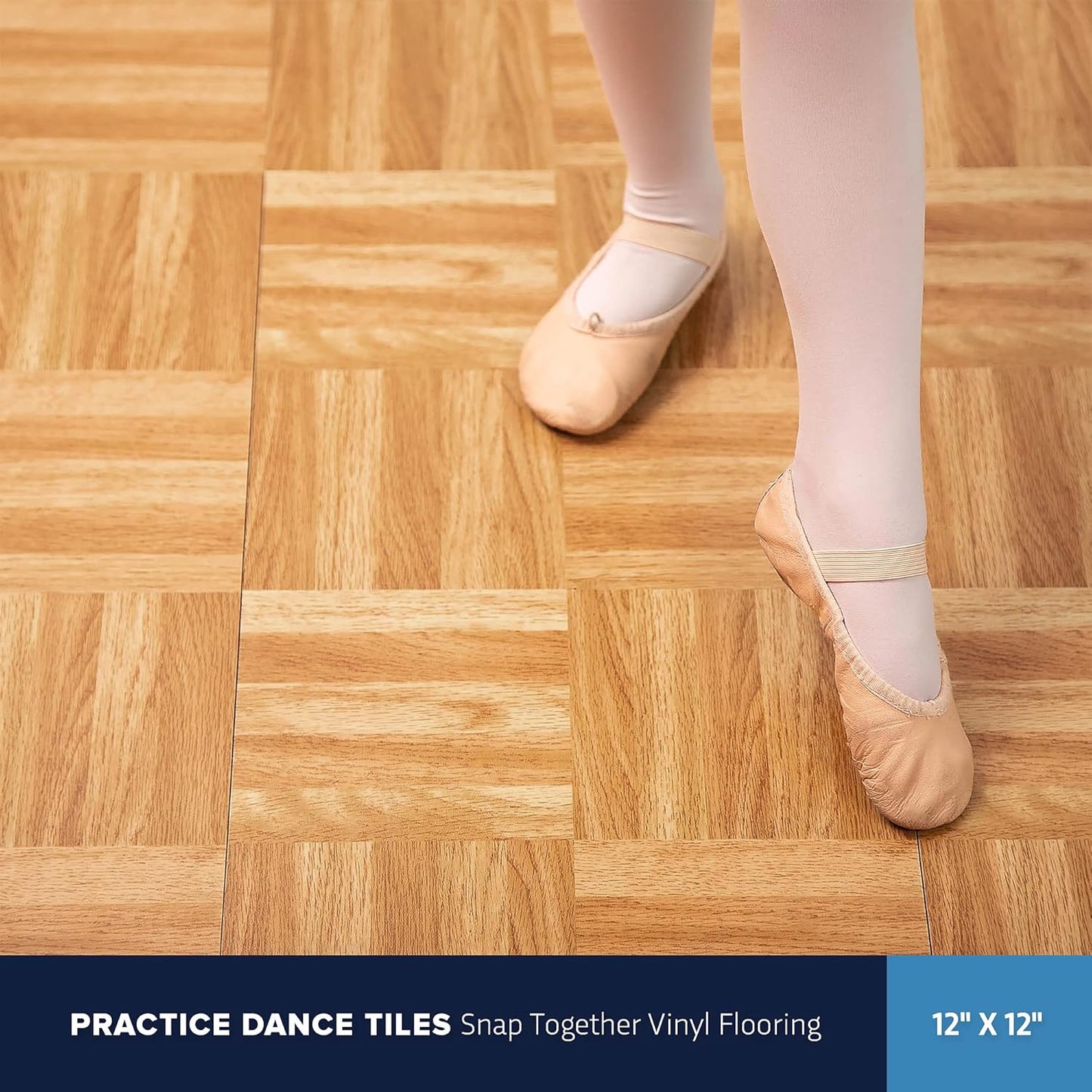 IncStores 3/8" Thick Snap Together Dance Flooring | 12"x12" Printed Vinyl Dance Floor for Practice & Performance | Barnwood | 20 Tile Pack