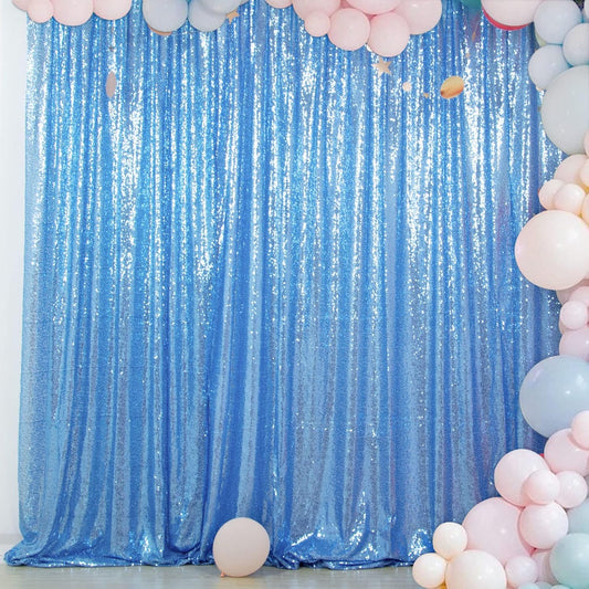 ShiDianYi Sequin Backdrop 8x8 FT Baby Blue Photo Booth Backdrops Curtain Shimmer Fabric Curtains Light Blue Glitter-Drapes Background for Parties Wedding