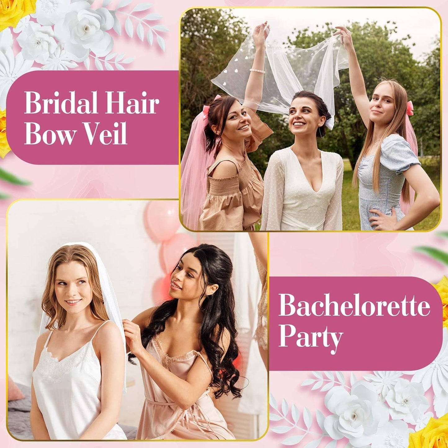 Vicenpal Bridal Bachelorette Veil with Comb Wedding Veils for Brides White Short Veil for Bachelorette Party