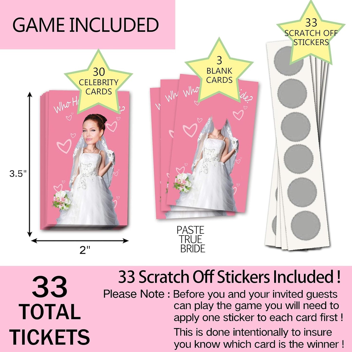 ukebobo Bridal Shower Games - Scratch Off Bridal Shower Game.Funny Bachelorette Party Games - Who Has The Bride - 33 Sheets Pink