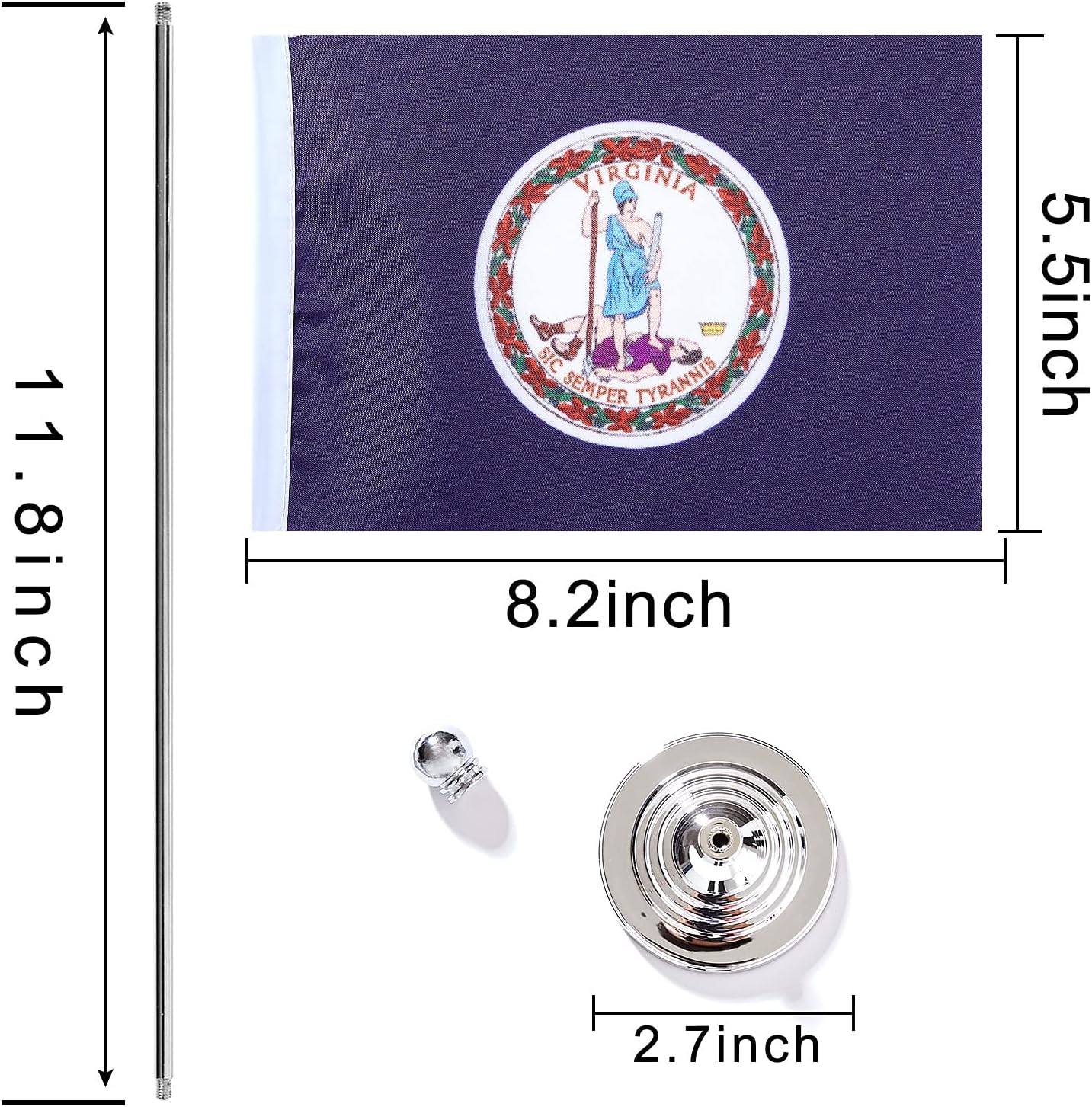 ZXvZYT 2 Pack American US Virginia flag USA Virginia VA State table flag,Small Mini United States Desk Flags With Stand Base,for U.S. States Party Events Celebration Decorations Supplies