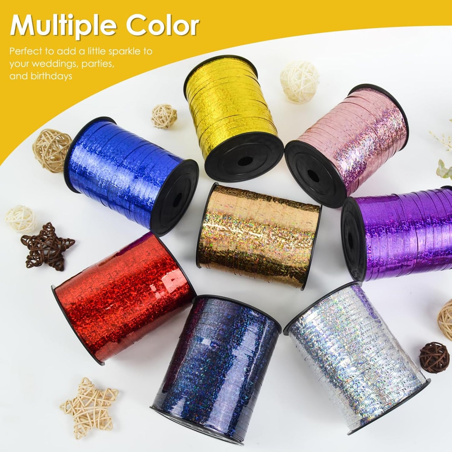 Gold Curling Ribbon - 500 Yard Shiny Metallic Curly Gift Ribbon for Wrapping, Balloons & Floristry