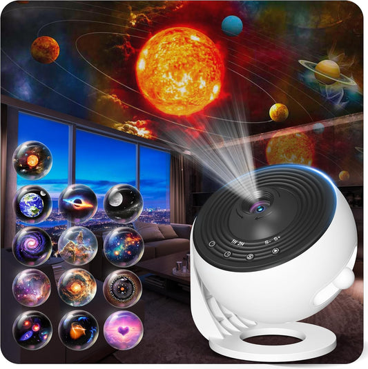 Upgraded Galaxy Projector for Bedroom, 13 in 1 HD Star Projector Light Projector, 360° Rotating Planetarium Projector with Timer and Simple 4 Button Control for Kids, Ceiling, Gifts, Room Decor